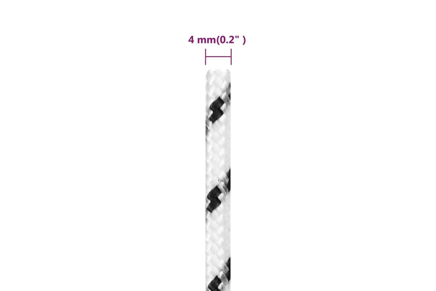 vidaXL 152752 Braided Boat Rope White 4mmx50 M Polyester-5