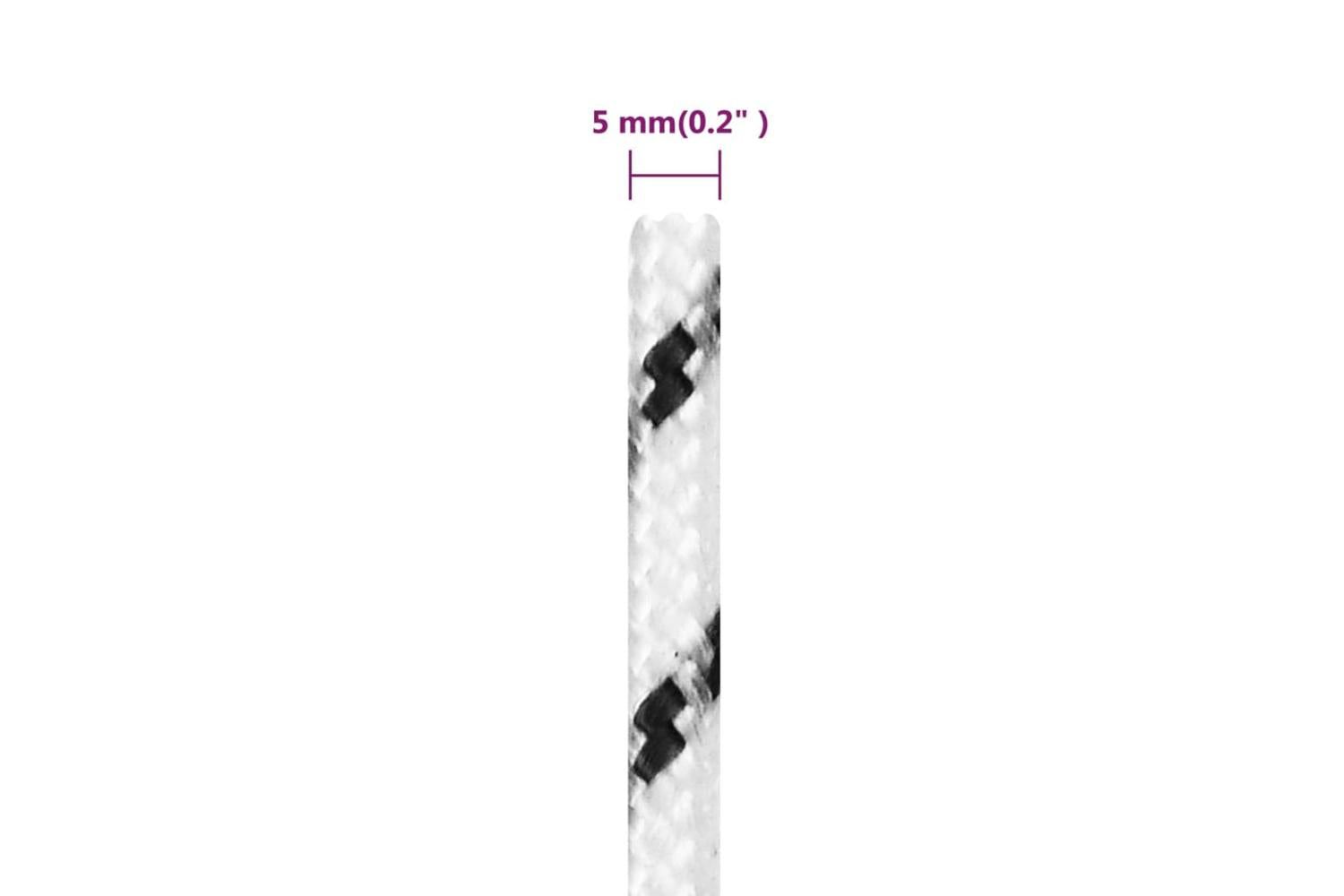 vidaXL 152757 Braided Boat Rope White 5mmx50 M Polyester-5