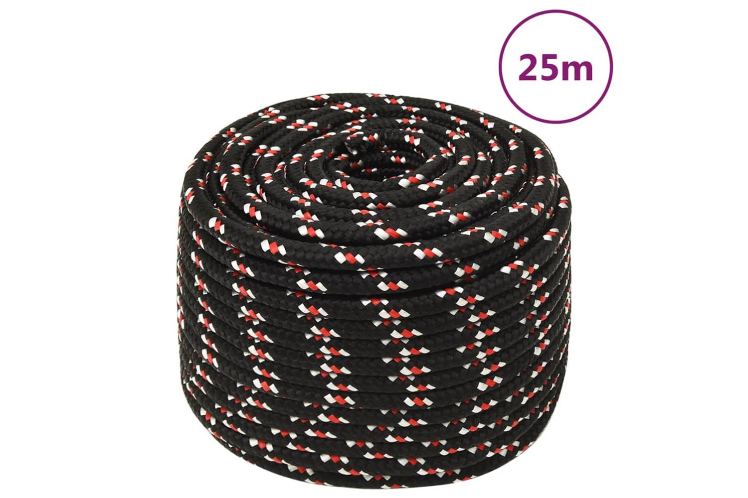 vidaXL 152352 Boat Rope Black 12mm 25 M Polypropylene