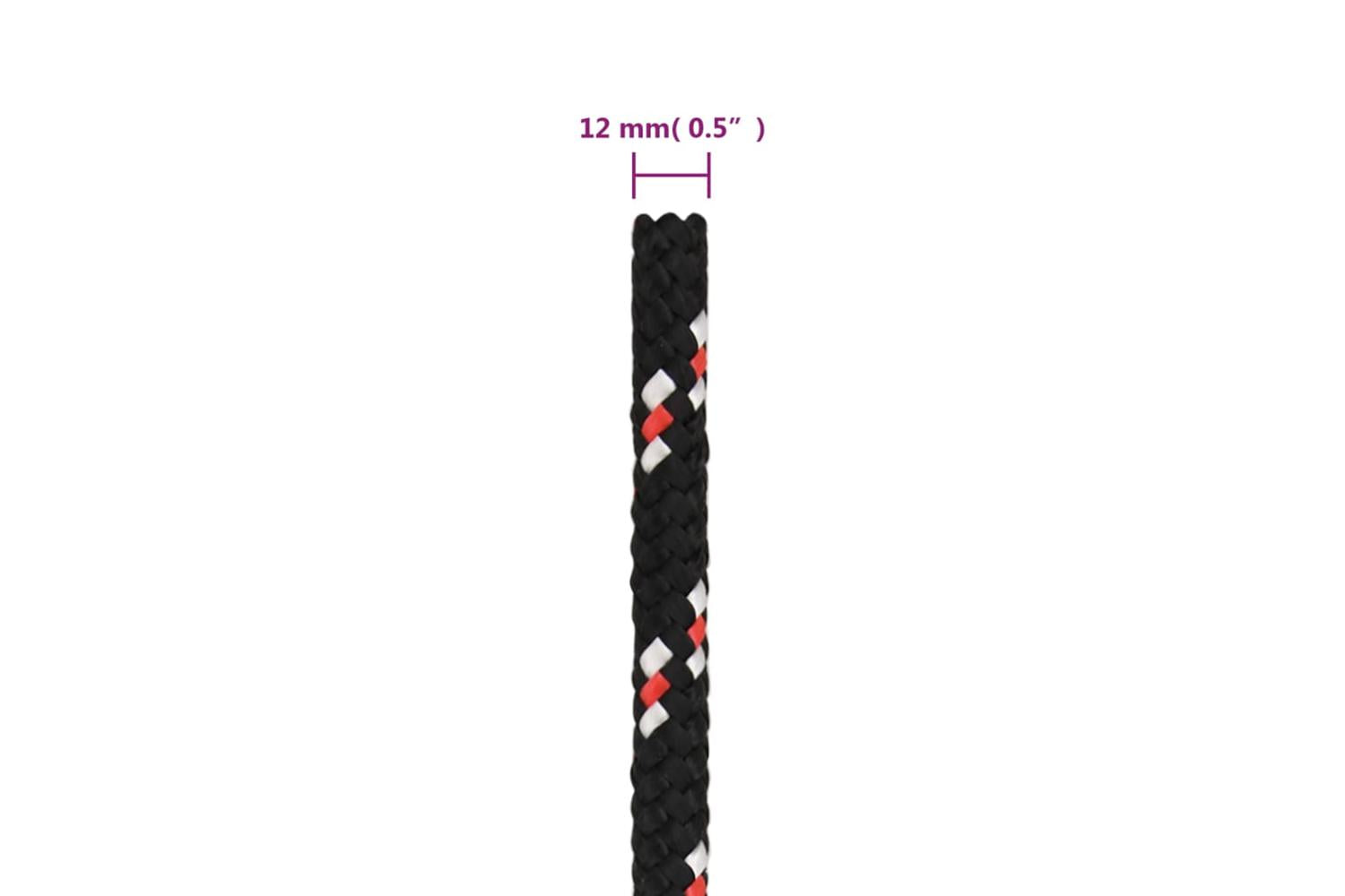vidaXL 152352 Boat Rope Black 12mm 25 M Polypropylene-6