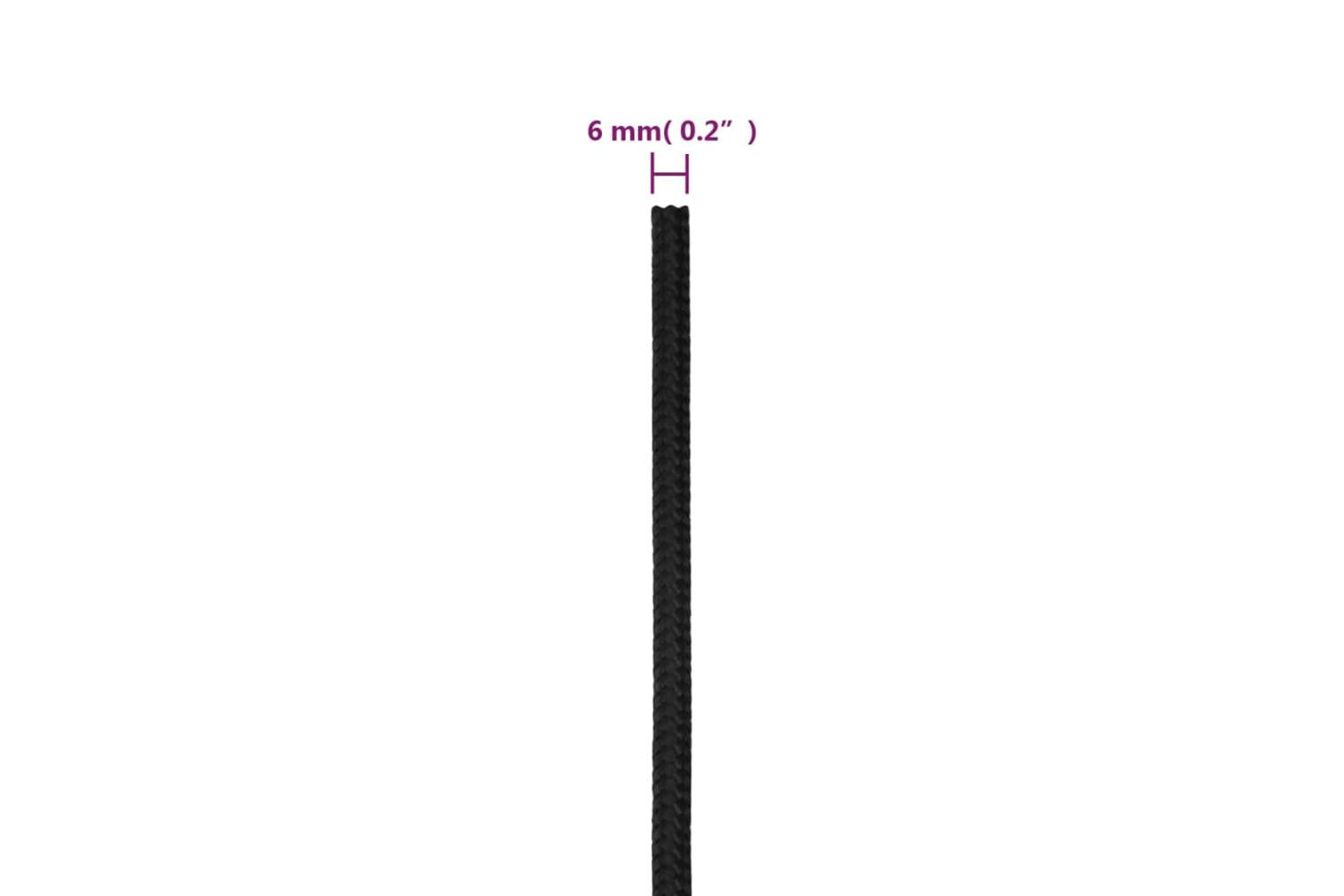 vidaXL 152496 Boat Rope Full Black 6mm 25 M Polypropylene-6