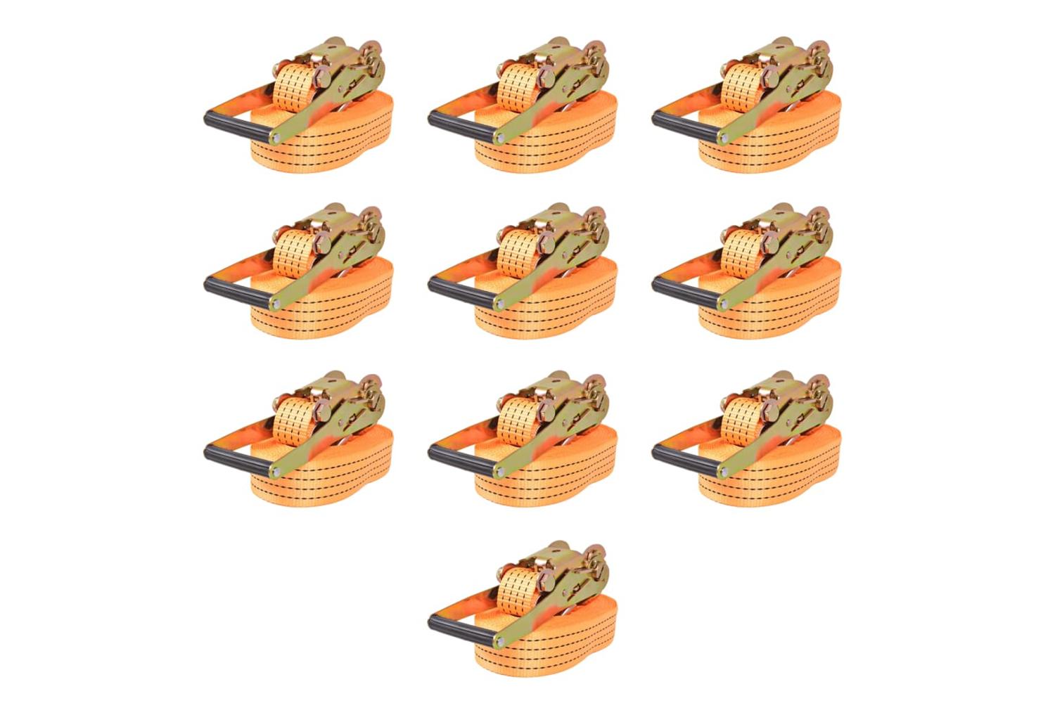 Vidaxl 142663 Ratchet Tie Down Straps 10 Pcs 2 Tonnes 8mx50mm Orange