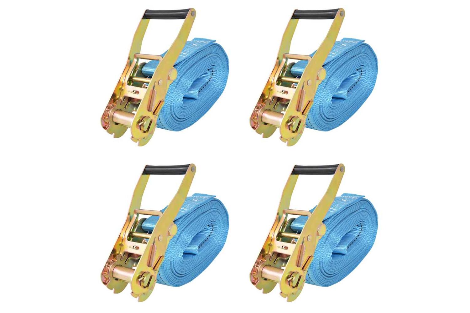Vidaxl 142656 Ratchet Tie Down Straps 4 Pcs 4 Tonnes 8mx50mm Blue