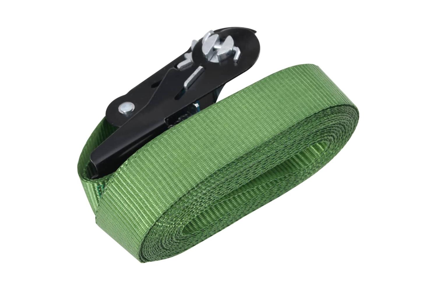 Vidaxl 148894 Ratchet Tie Down Straps 10 Pcs 800 Dan 6 M Green-4