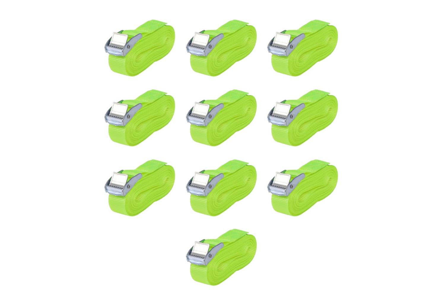 Vidaxl 142664 Straps 10 Pcs 0.25 Tonnes 5mx25mm Fluorescent Green