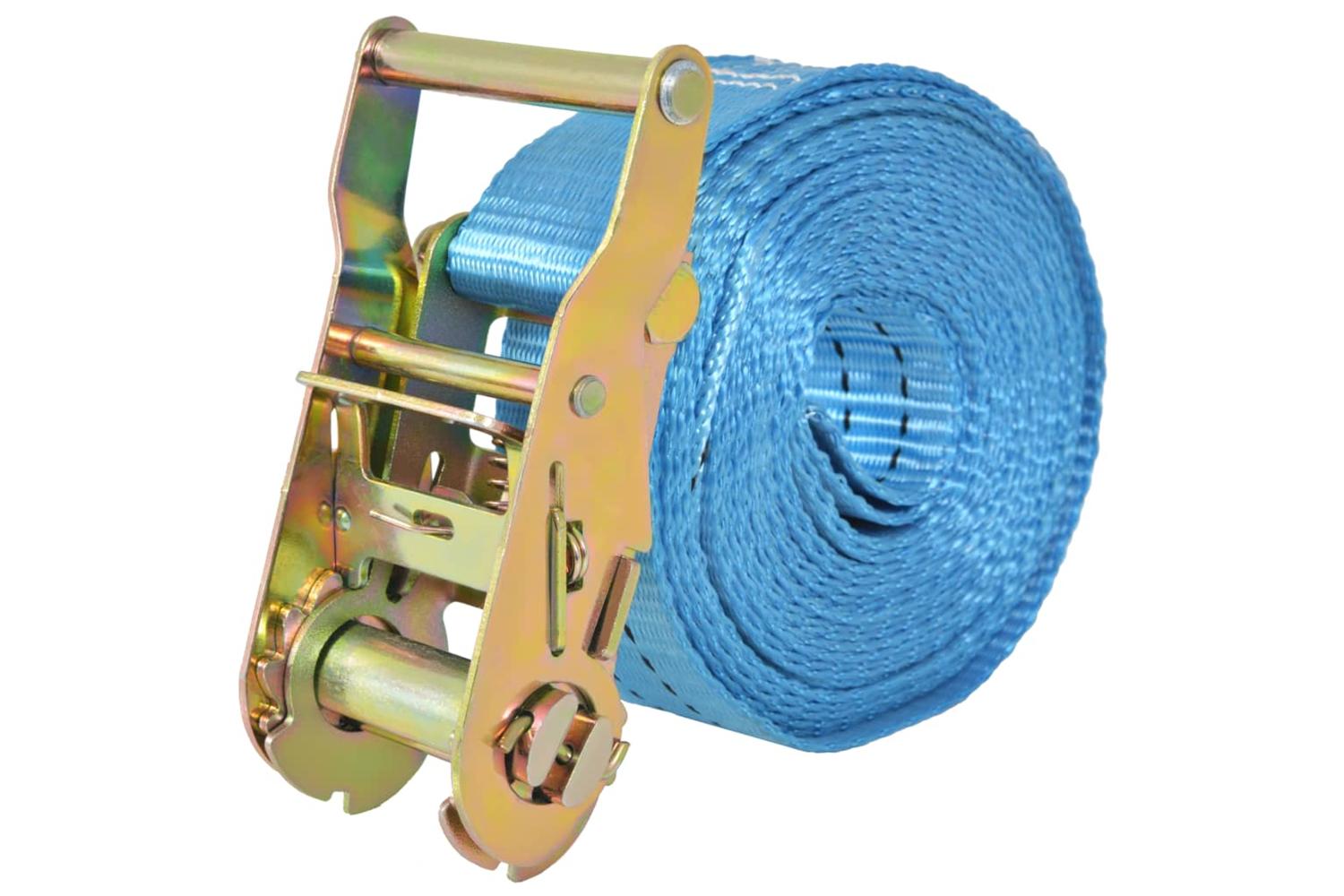 Vidaxl 142655 Ratchet Tie Down Straps 10 Pcs 2 Tonnes 6mx38mm Blue-3
