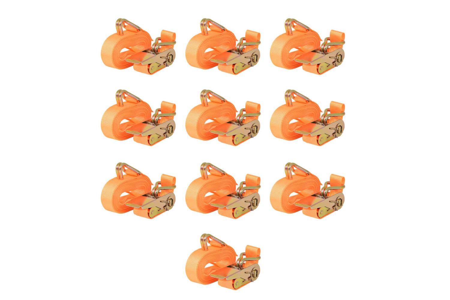 Vidaxl 142659 Ratchet Tie Down Straps 10pcs 0.4 Tonnes 6mx25mm Orange