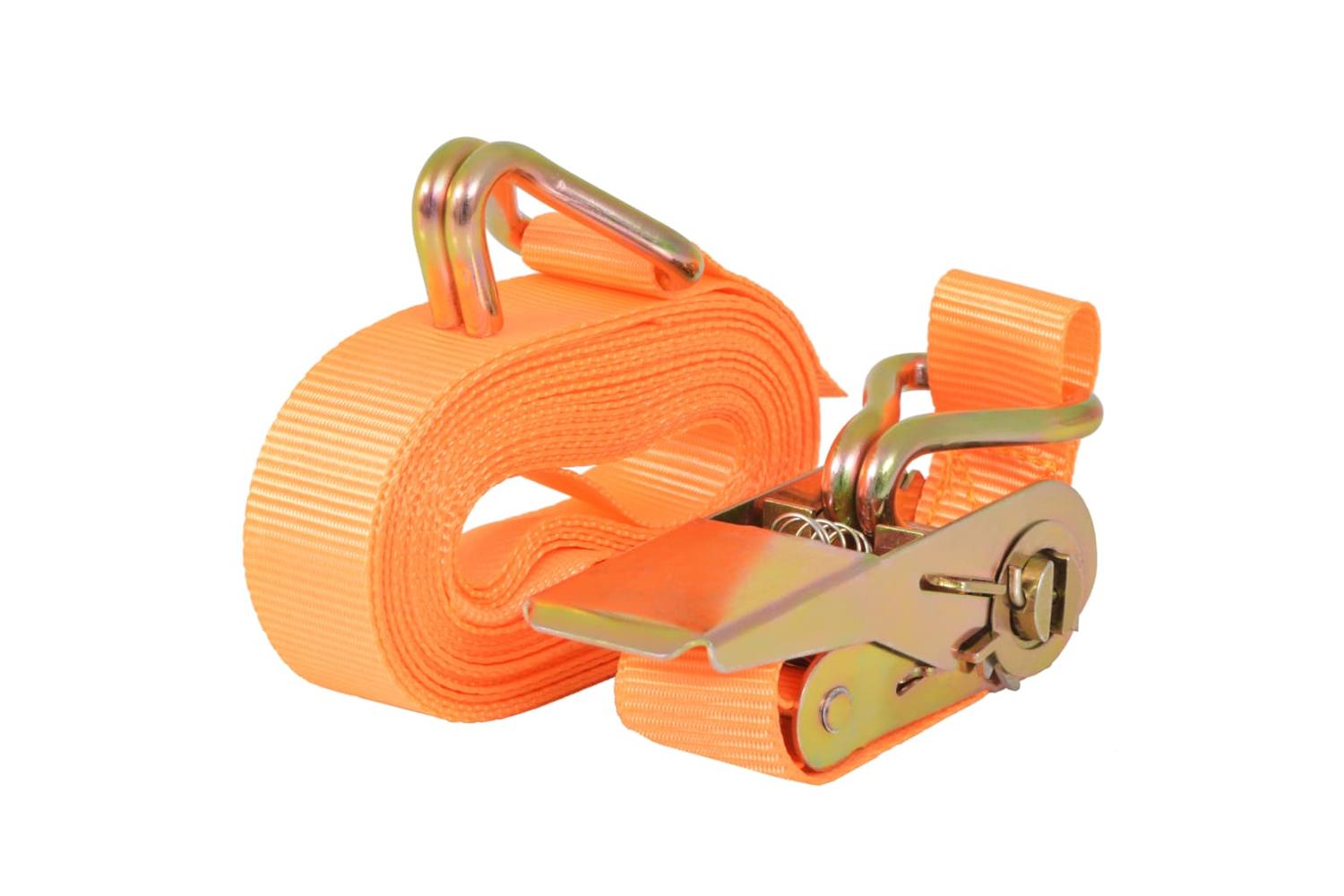 Vidaxl 142659 Ratchet Tie Down Straps 10pcs 0.4 Tonnes 6mx25mm Orange-2