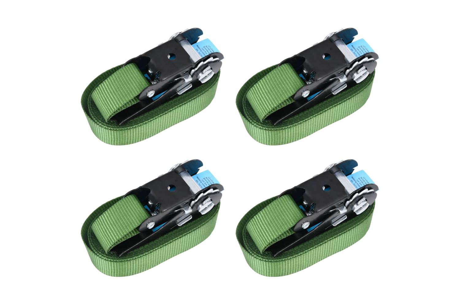 Vidaxl 148893 Ratchet Tie Down Straps 4 Pcs 800 Dan 6 M Green