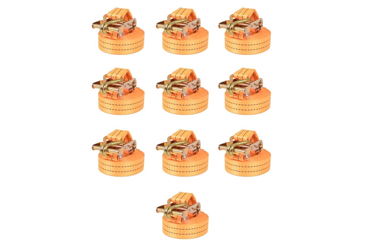 Vidaxl 142661 Ratchet Tie Down Straps 10 Pcs 1 Tonnes 6mx38mm Orange
