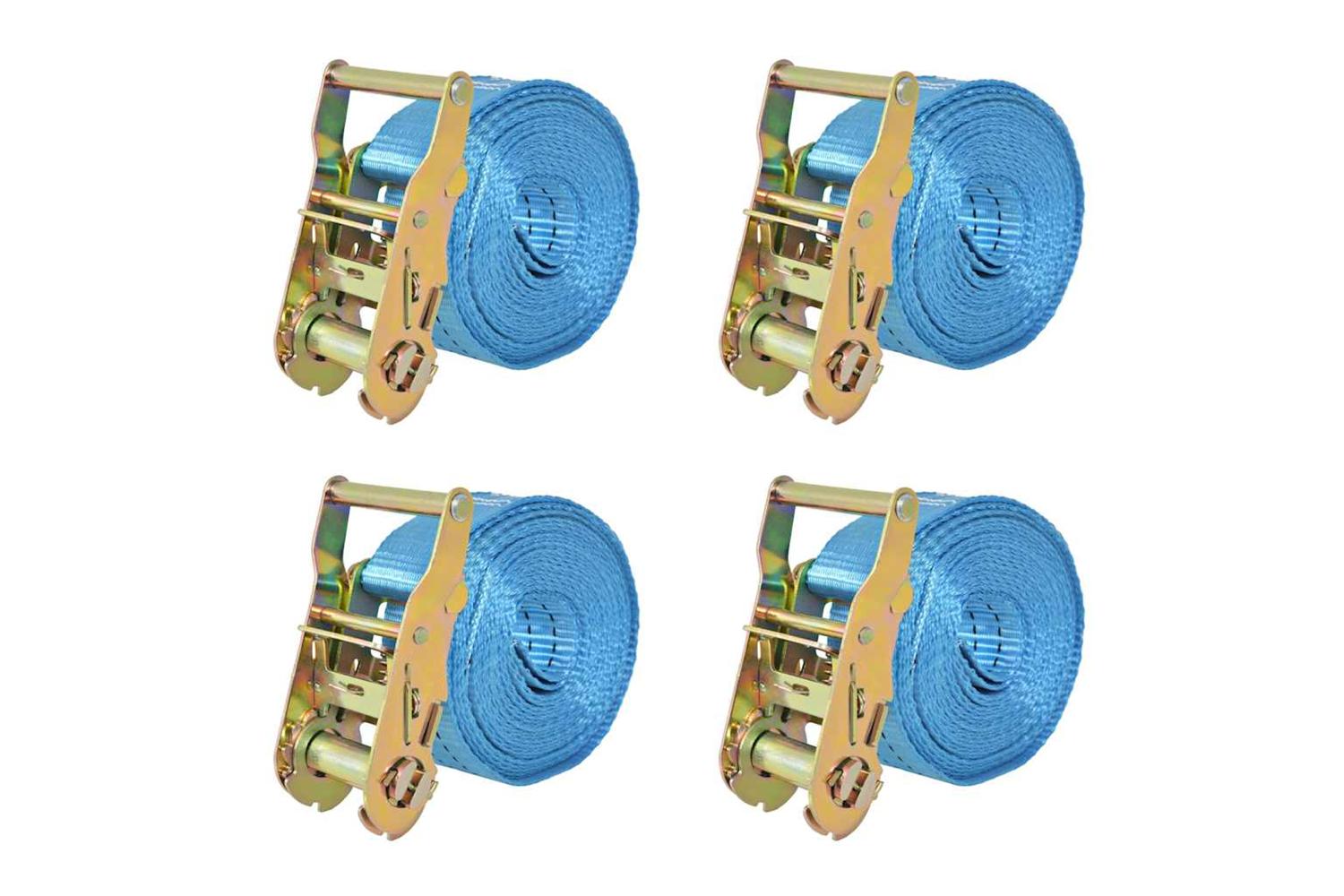 Vidaxl 142654 Ratchet Tie Down Straps 4 Pcs 2 Tonnes 6mx38mm Blue