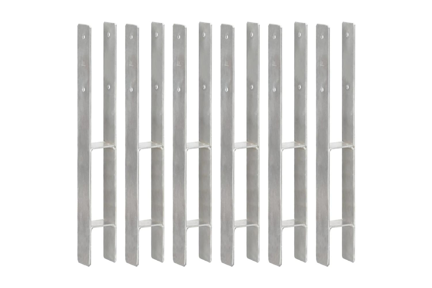 vidaXL 145294 Fence Anchors 6 Pcs Silver 7x6x60cm Galvanised Steel