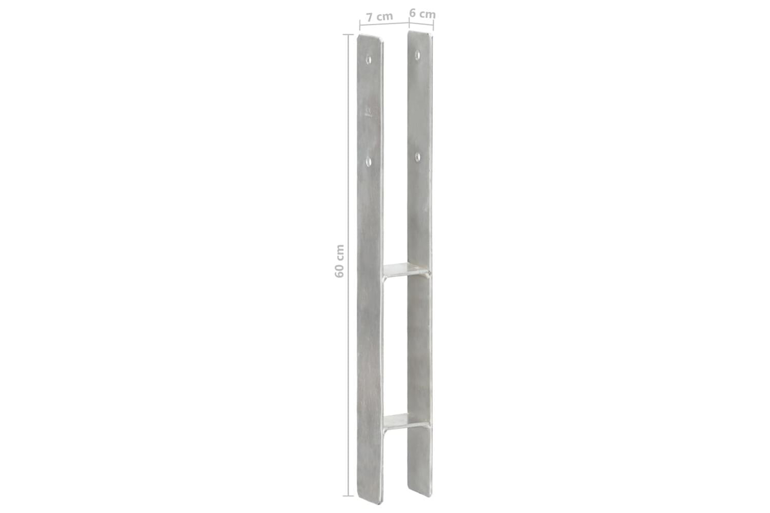 vidaXL 145294 Fence Anchors 6 Pcs Silver 7x6x60cm Galvanised Steel-7