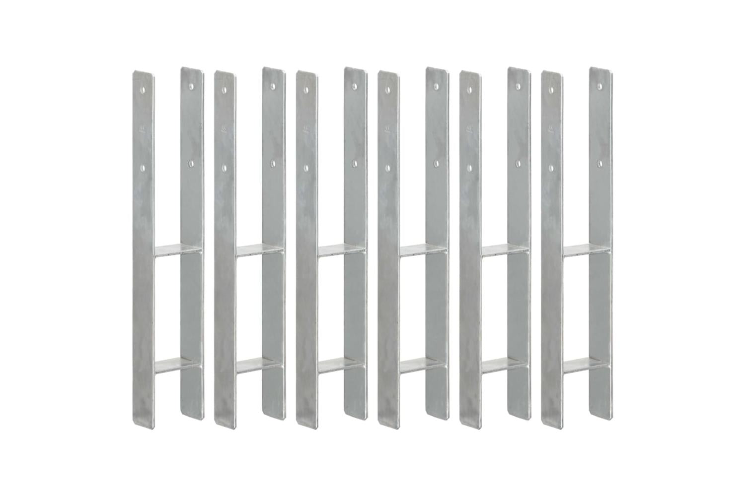 vidaXL 145300 Fence Anchors 6 Pcs Silver 9x6x60cm Galvanised Steel