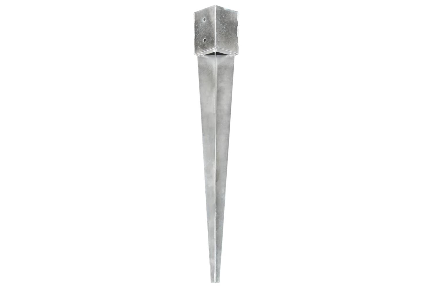 vidaXL 145425 Ground Spikes 2 Pcs Silver 12x12x89cm Galvanised Steel-2