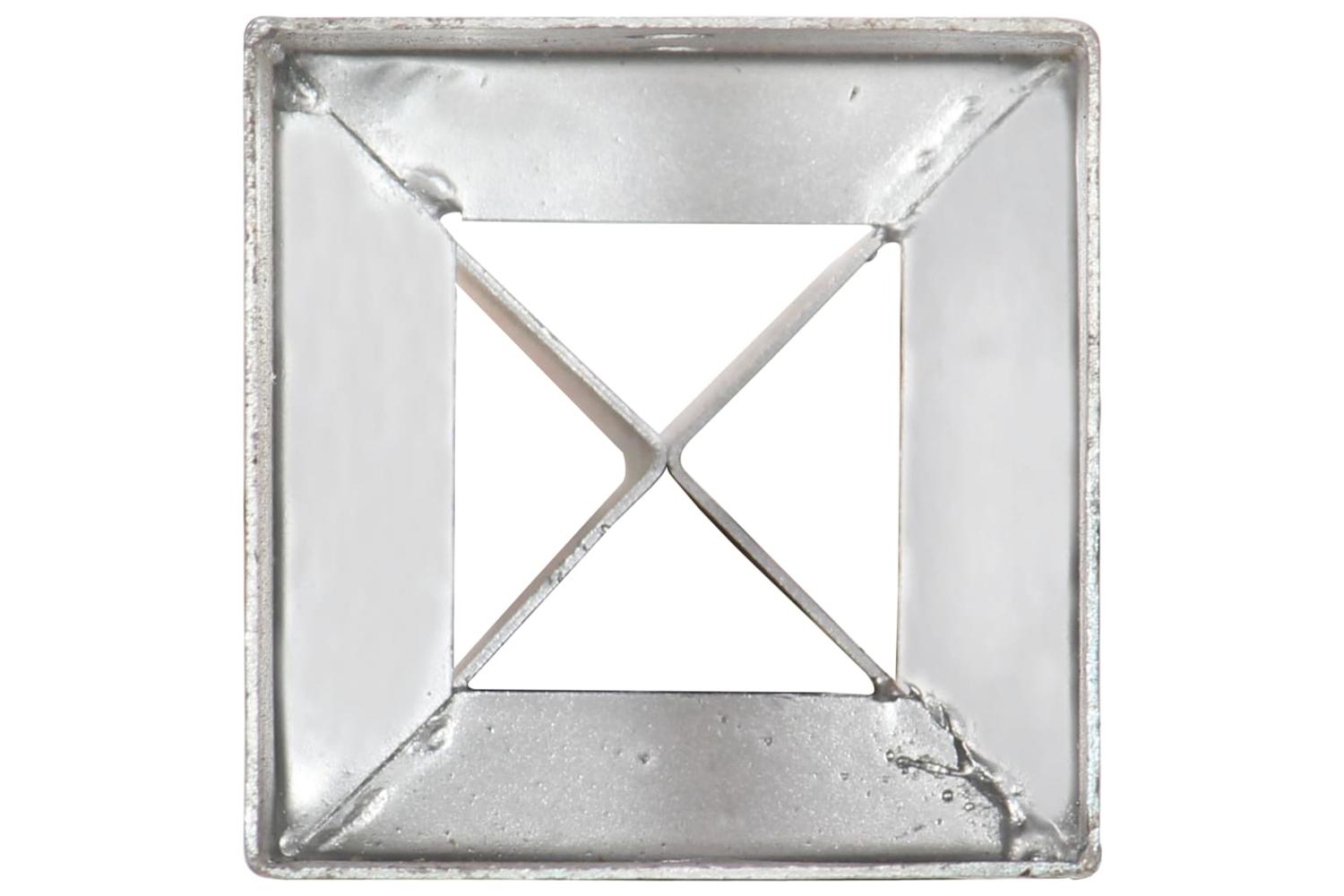 vidaXL 145425 Ground Spikes 2 Pcs Silver 12x12x89cm Galvanised Steel-5