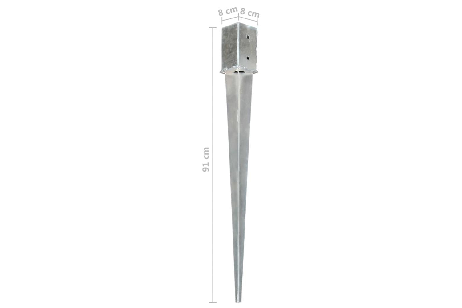 vidaXL 145411 Ground Spikes 6 Pcs Silver 8x8x91cm Galvanised Steel-6