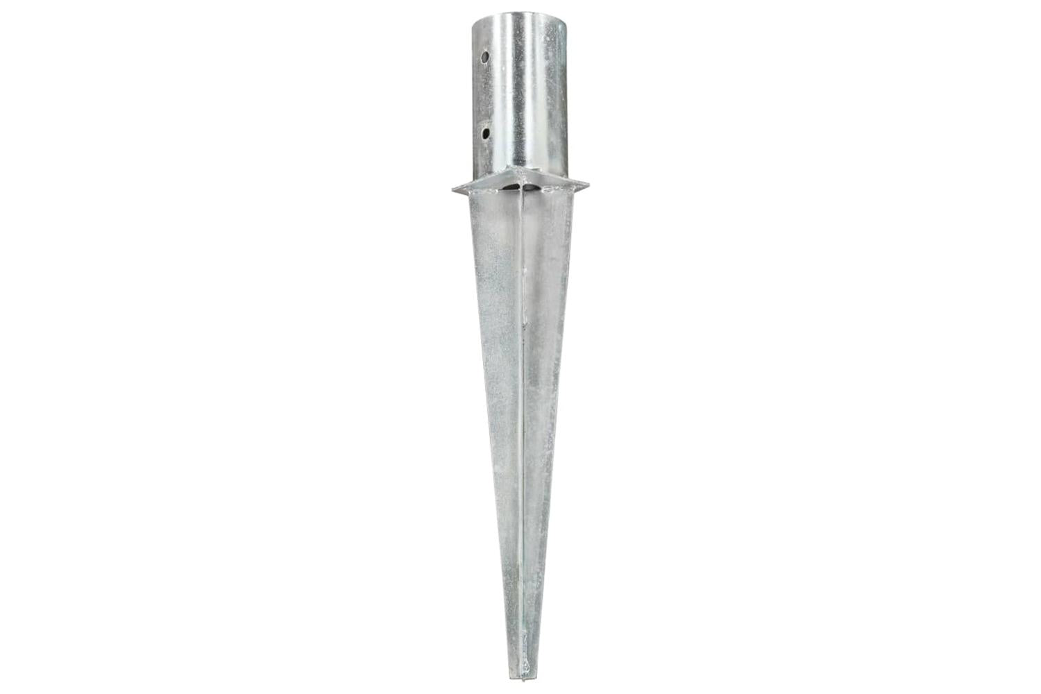 vidaXL 145429 Ground Spikes 2 Pcs Silver 8x61cm Galvanised Steel-2