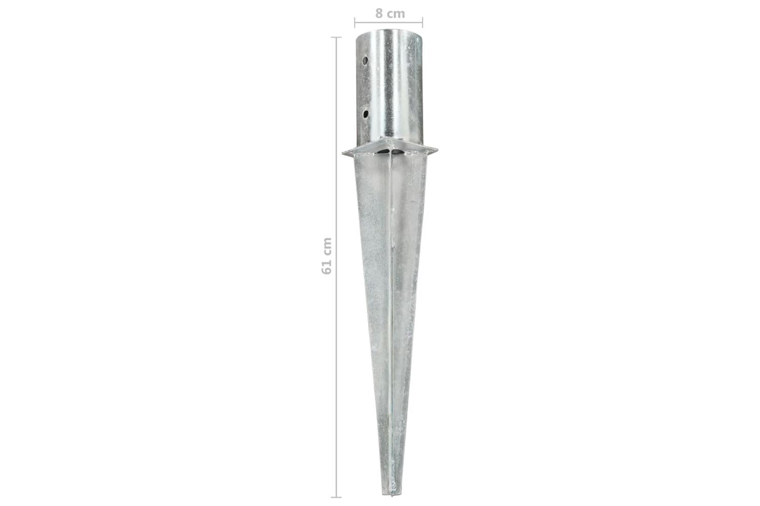 vidaXL 145429 Ground Spikes 2 Pcs Silver 8x61cm Galvanised Steel-6