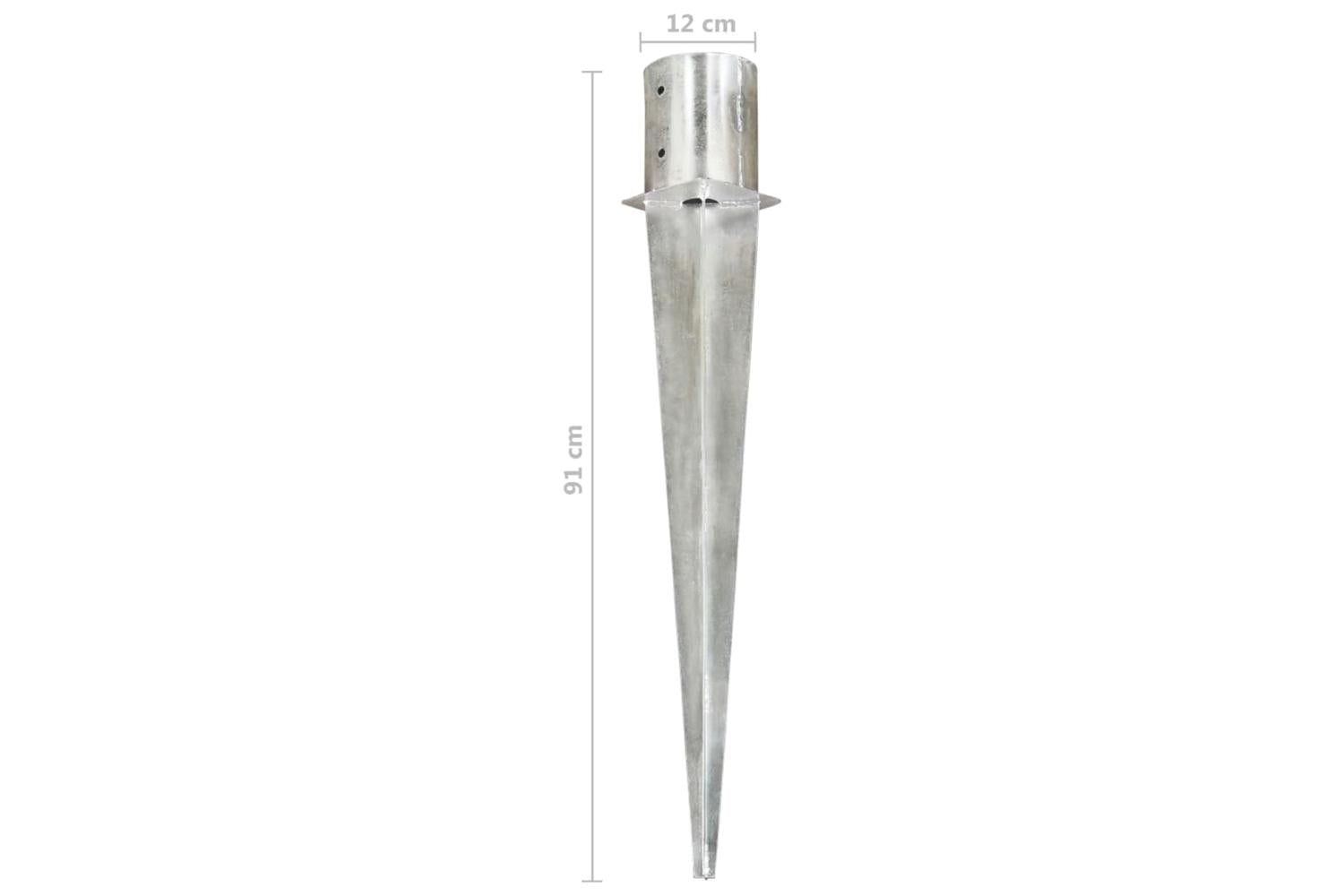 vidaXL 145434 Ground Spikes 6 Pcs Silver 12x91cm Galvanised Steel-6