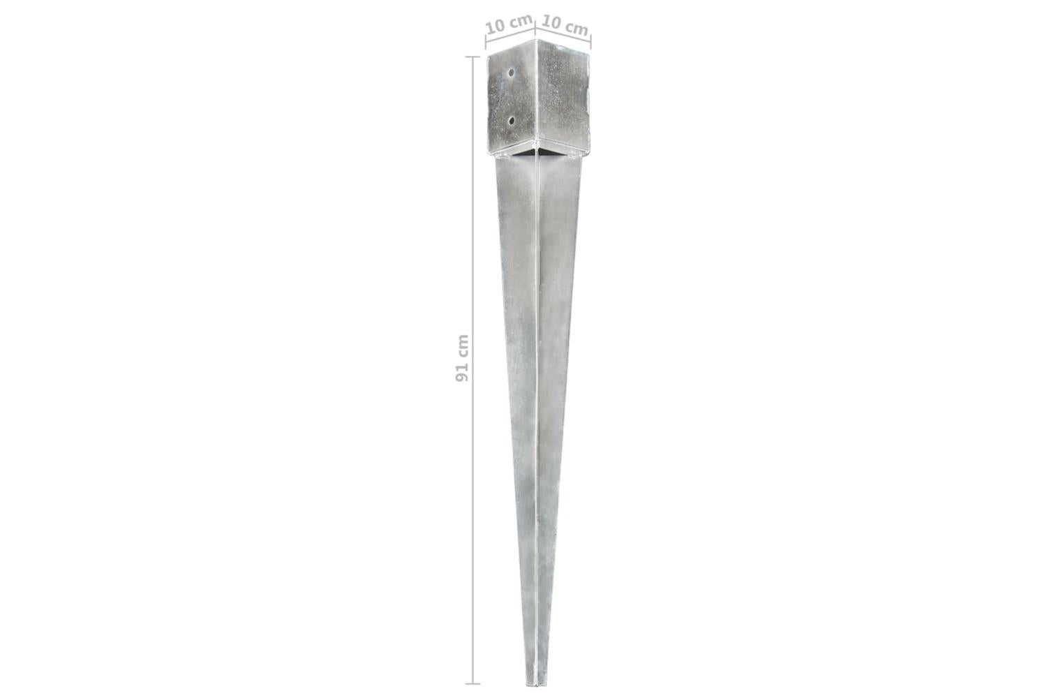 vidaXL 145424 Ground Spikes 12 Pcs Silver 10x10x91cm Galvanised Steel-6