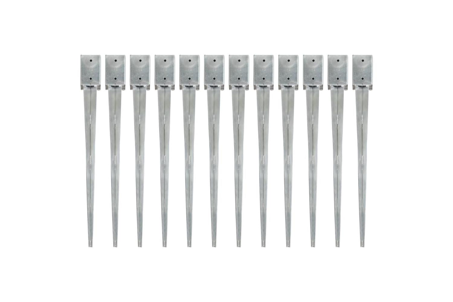 vidaXL 145418 Ground Spikes 12 Pcs Silver 9x9x90cm Galvanised Steel