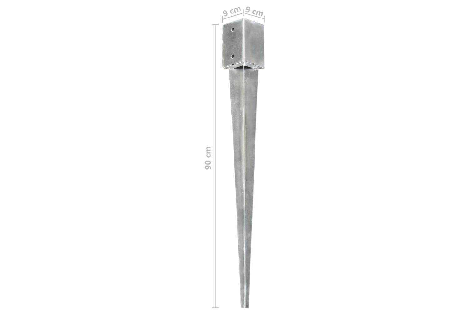 vidaXL 145418 Ground Spikes 12 Pcs Silver 9x9x90cm Galvanised Steel-6