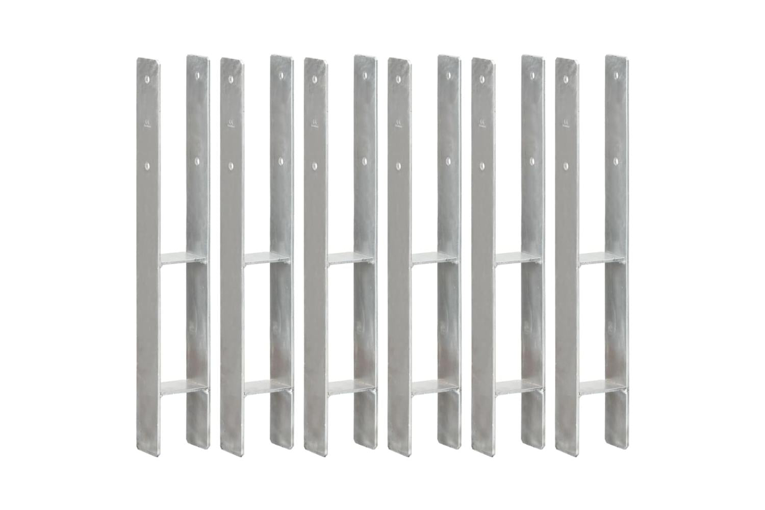 vidaXL 145297 Fence Anchors 6 Pcs Silver 8x6x60cm Galvanised Steel