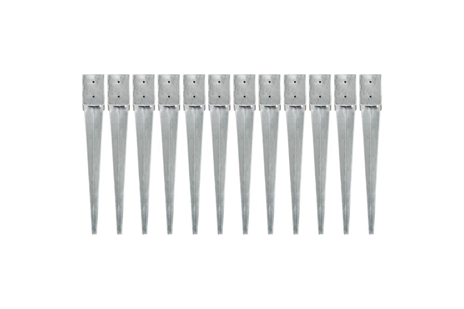 vidaXL 145421 Ground Spikes 12 Pcs Silver 10x10x76cm Galvanised Steel