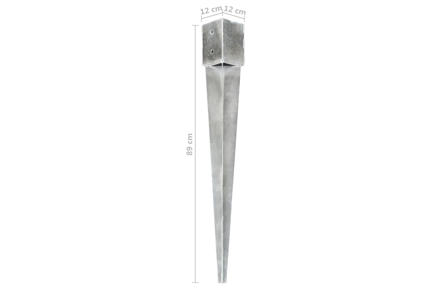 vidaXL 145426 Ground Spikes 6 Pcs Silver 12x12x89cm Galvanised Steel-6