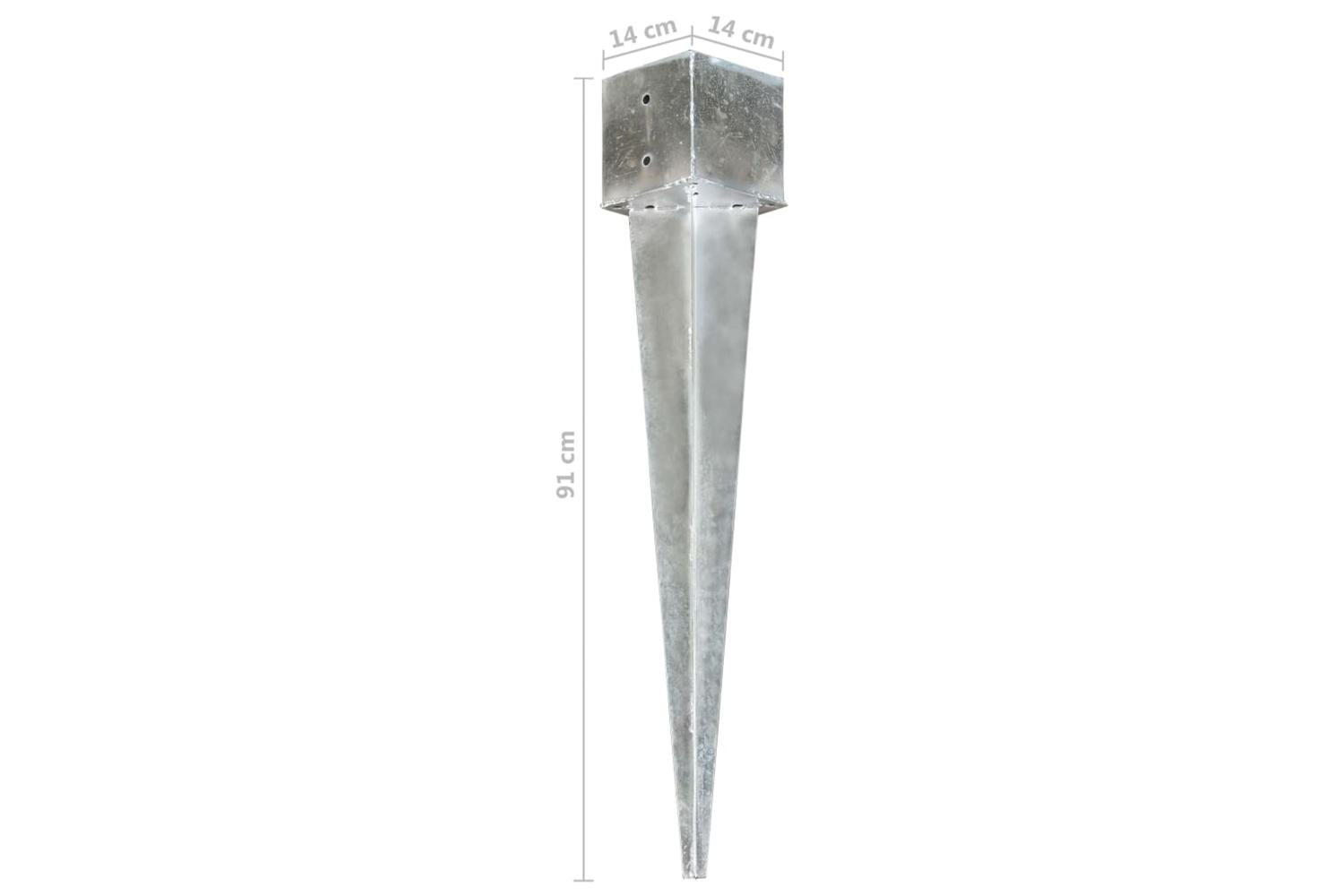 vidaXL 145428 Ground Spikes 6 Pcs Silver 14x14x91cm Galvanised Steel-6