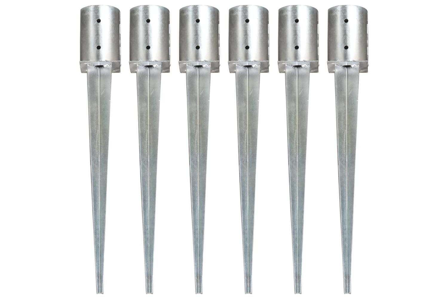 vidaXL 145432 Ground Spikes 6 Pcs Silver 10x76cm Galvanised Steel