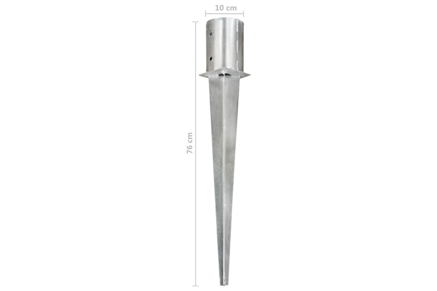 vidaXL 145432 Ground Spikes 6 Pcs Silver 10x76cm Galvanised Steel-6