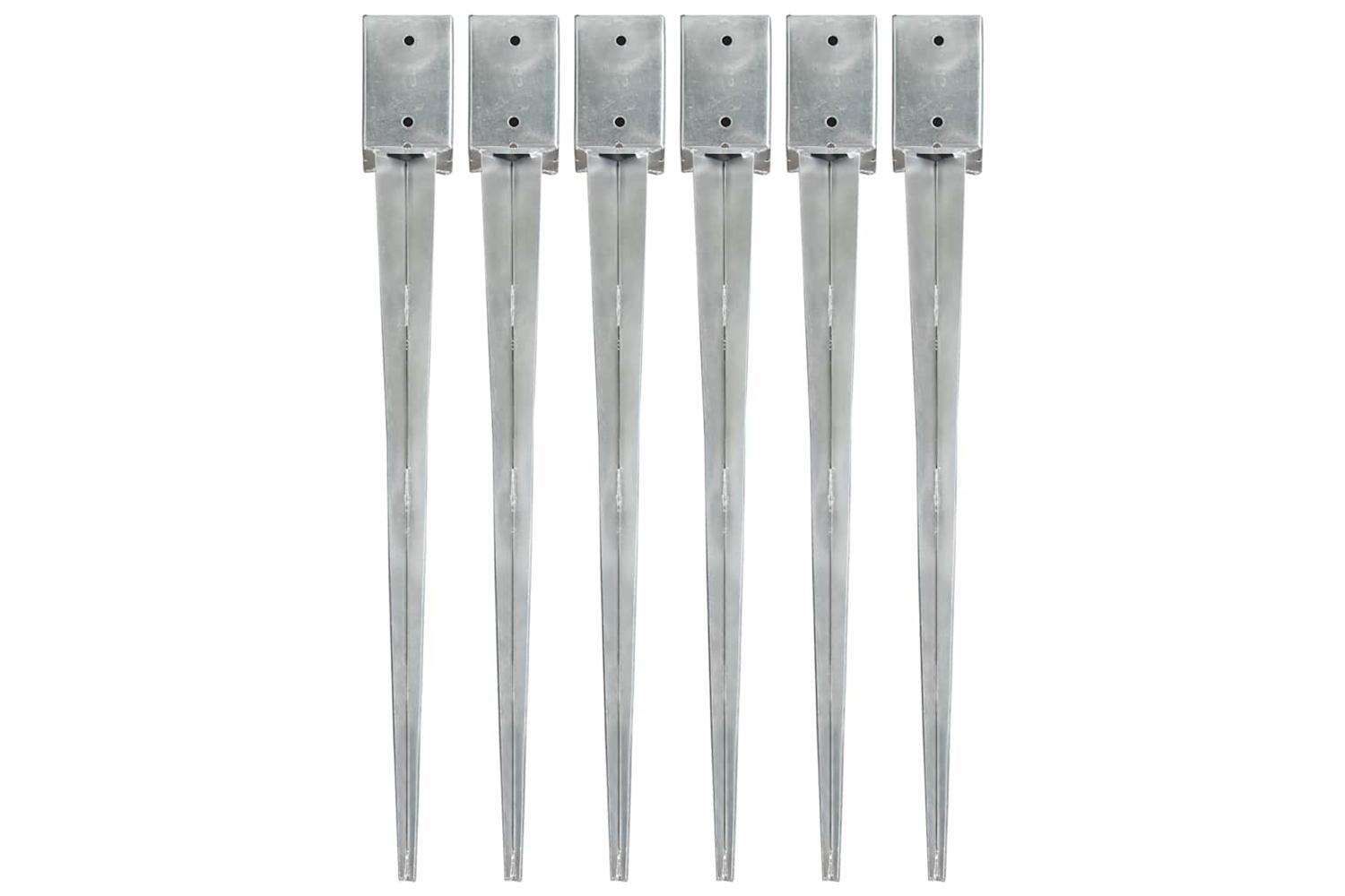 vidaXL 145417 Ground Spikes 6 Pcs Silver 9x9x90cm Galvanised Steel