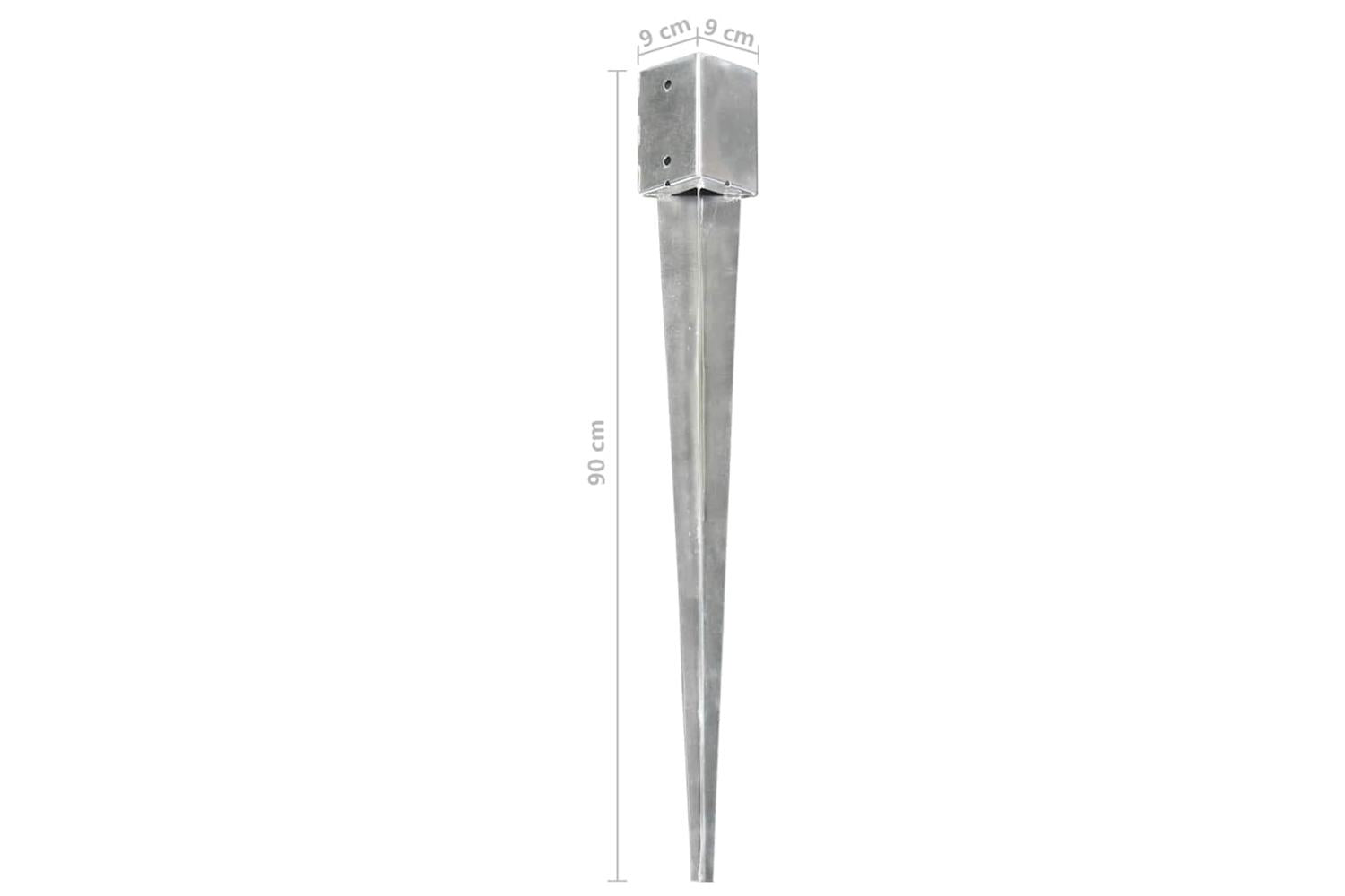 vidaXL 145417 Ground Spikes 6 Pcs Silver 9x9x90cm Galvanised Steel-6