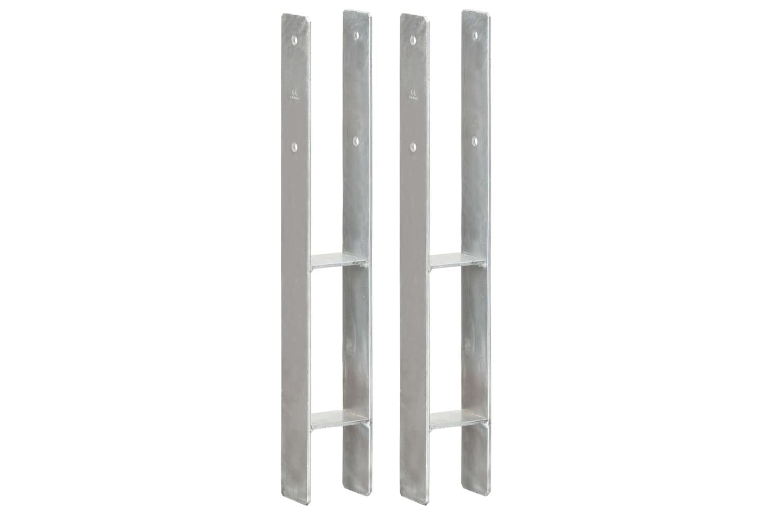 vidaXL 145296 Fence Anchors 2 Pcs Silver 8x6x60cm Galvanised Steel