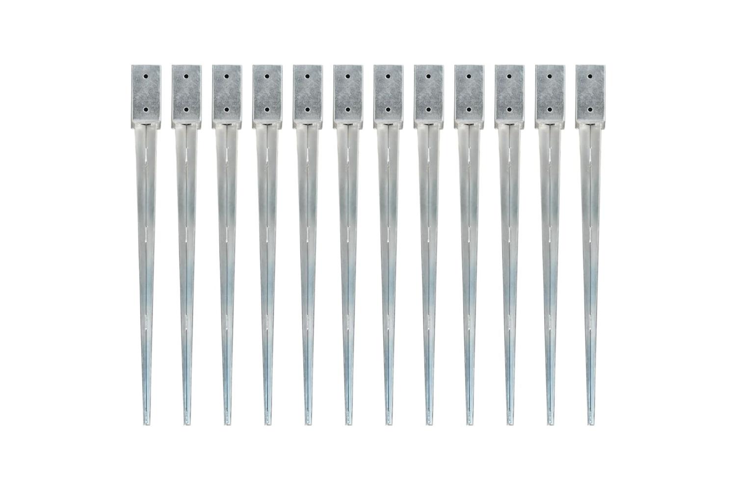 vidaXL 145406 Ground Spikes 12 Pcs Silver 7x7x90cm Galvanised Steel