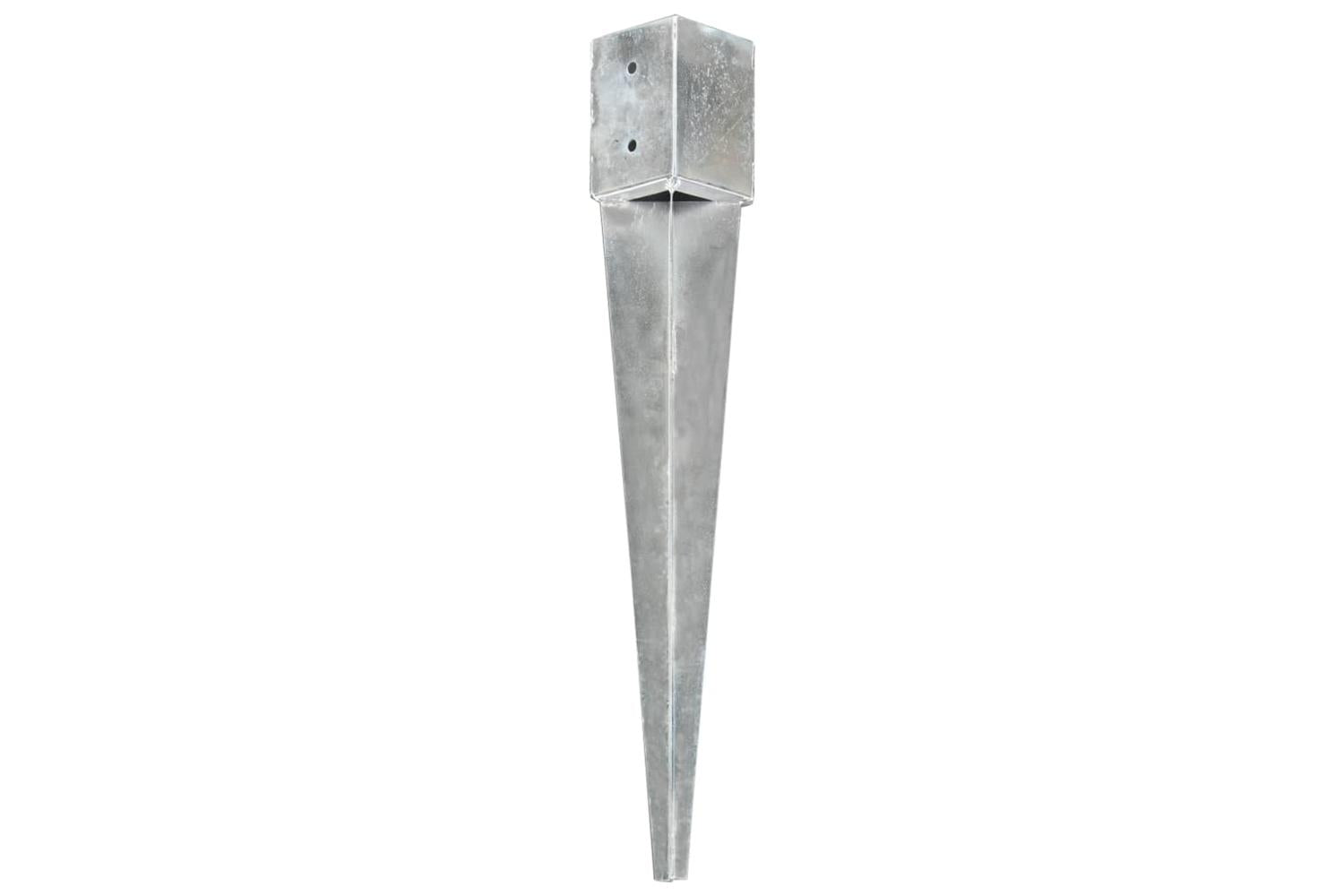 vidaXL 145419 Ground Spikes 2 Pcs Silver 10x10x76cm Galvanised Steel-2