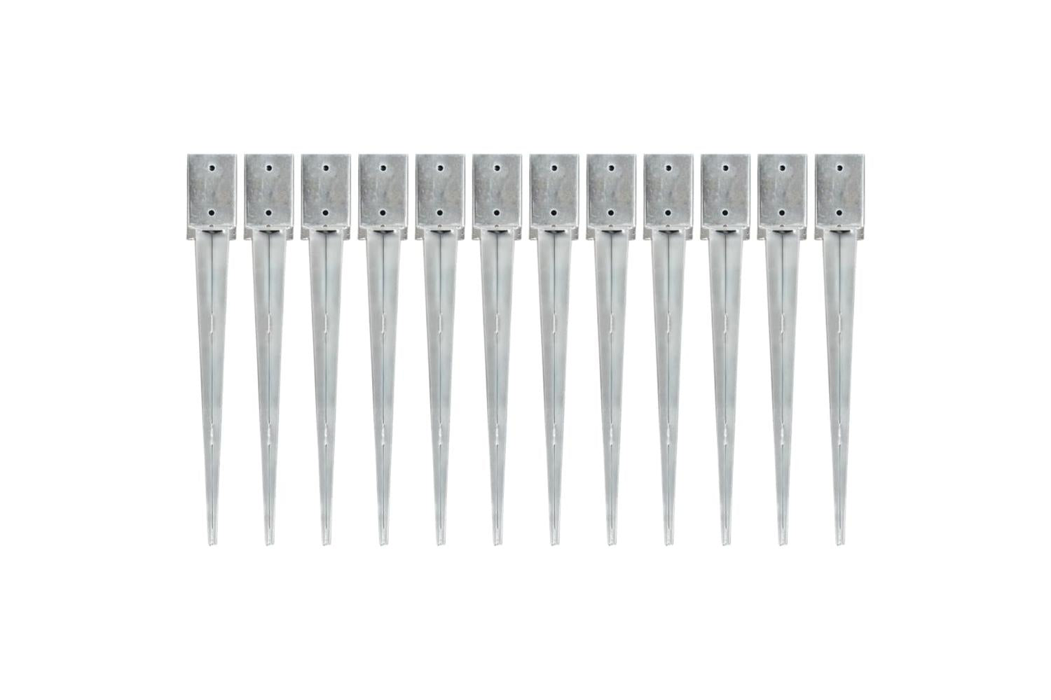vidaXL 145415 Ground Spikes 12 Pcs Silver 9x9x75cm Galvanised Steel