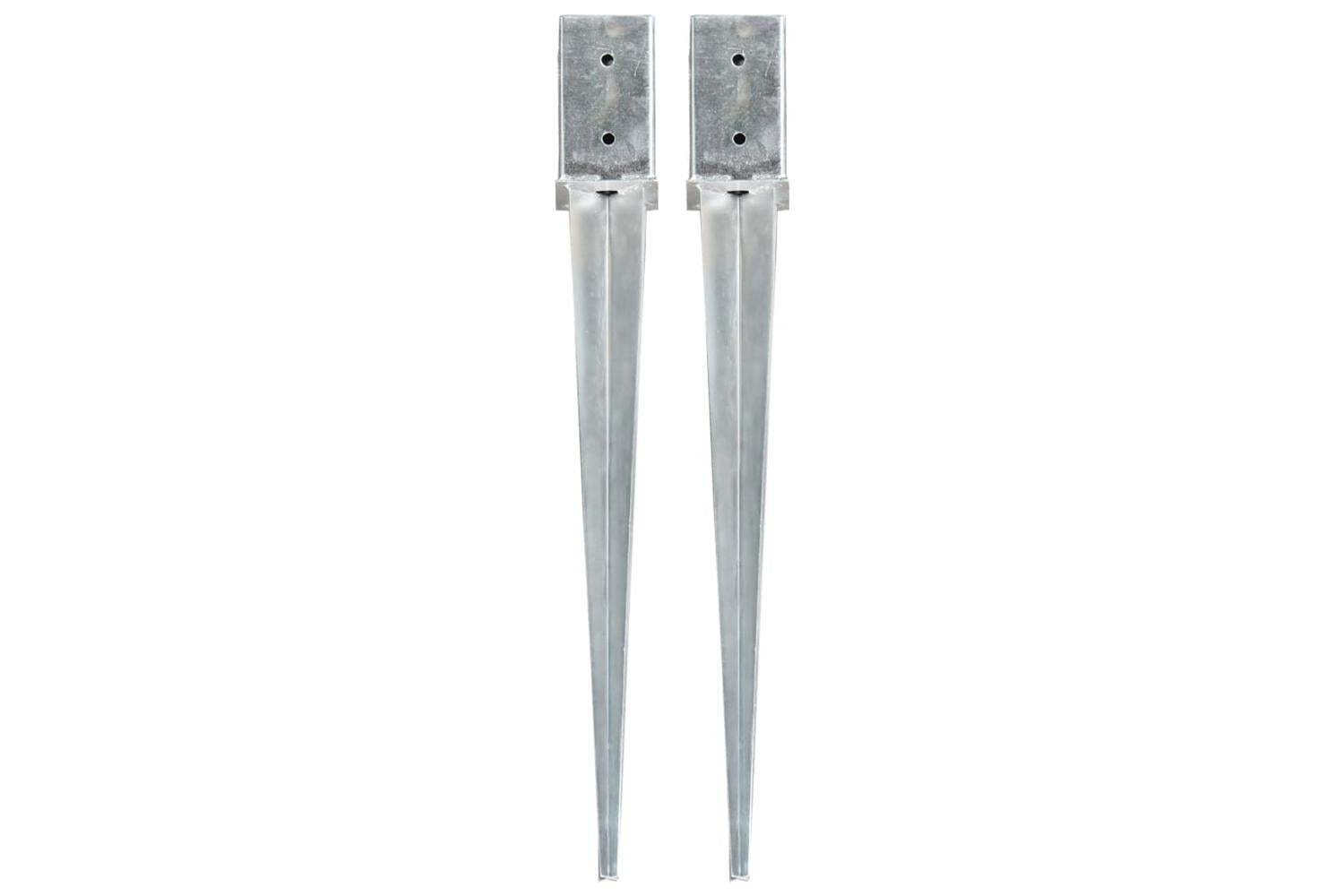 vidaXL 145407 Ground Spikes 2 Pcs Silver 8x8x76cm Galvanised Steel