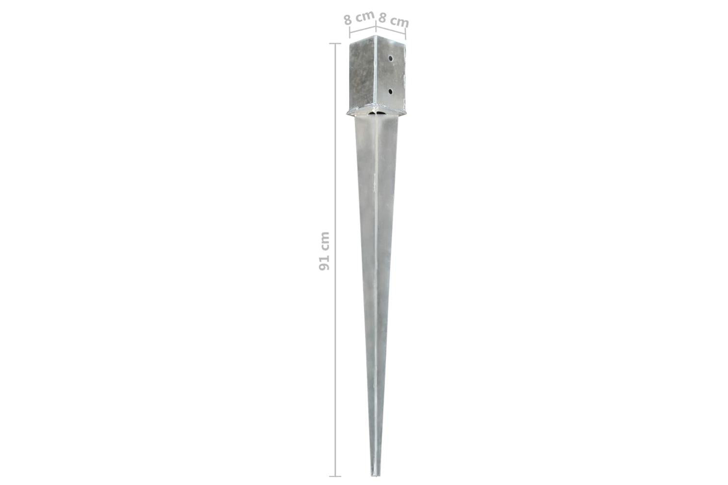 vidaXL 145412 Ground Spikes 12 Pcs Silver 8x8x91cm Galvanised Steel-6
