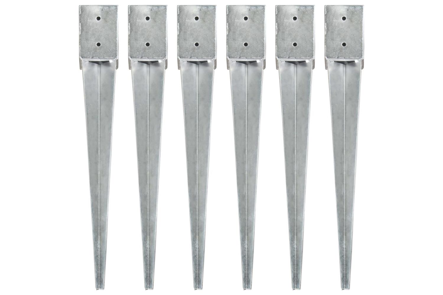 vidaXL 145420 Ground Spikes 6 Pcs Silver 10x10x76cm Galvanised Steel
