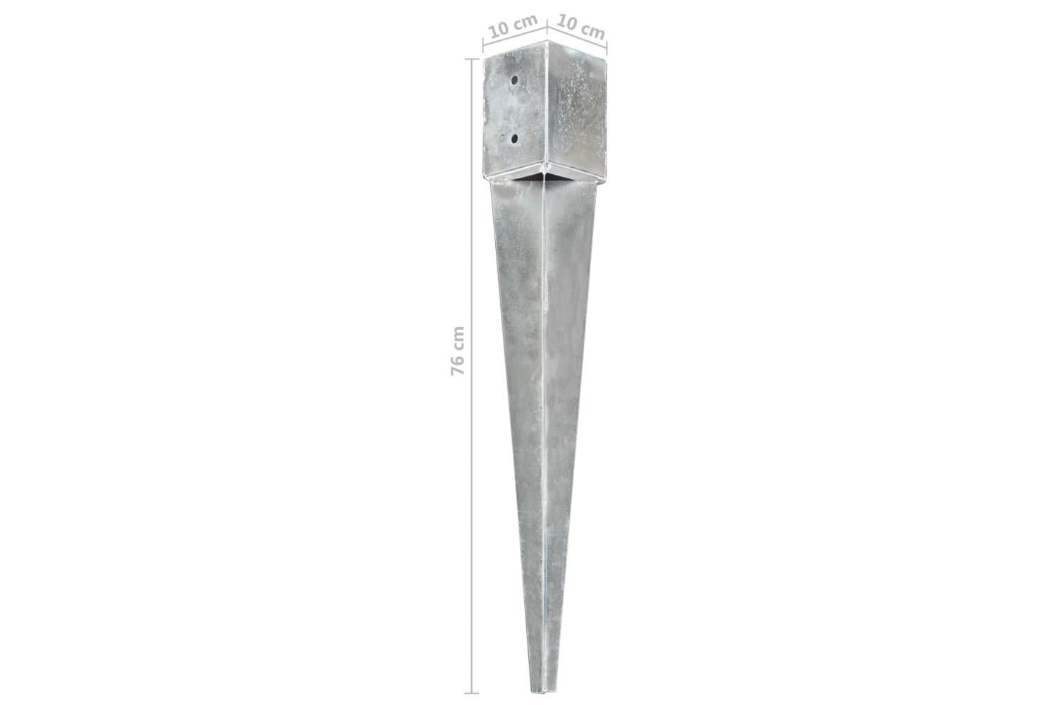 vidaXL 145420 Ground Spikes 6 Pcs Silver 10x10x76cm Galvanised Steel-6