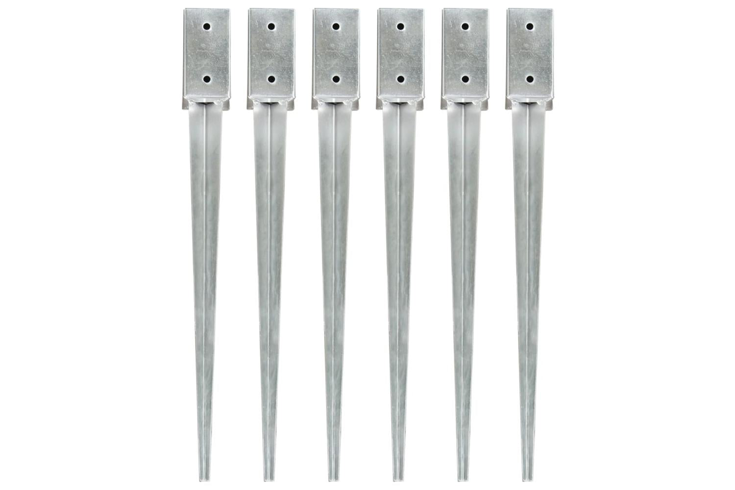 vidaXL 145402 Ground Spikes 6 Pcs Silver 7x7x75cm Galvanised Steel