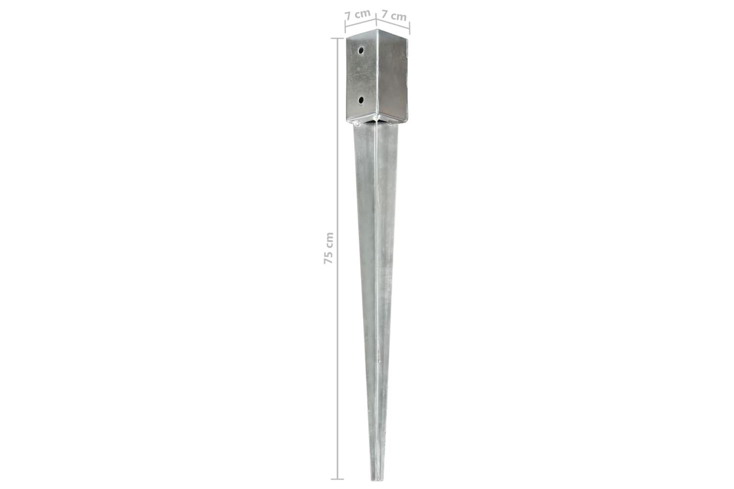 vidaXL 145402 Ground Spikes 6 Pcs Silver 7x7x75cm Galvanised Steel-6