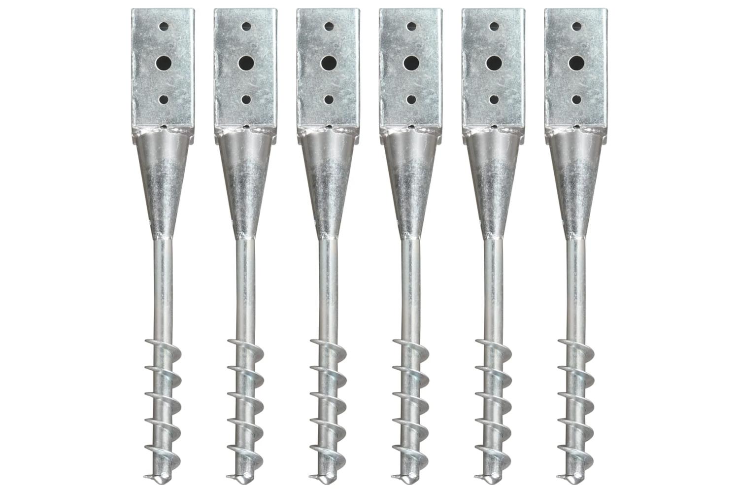 vidaXL 145436 Ground Spikes 6 Pcs Silver 7x7x56cm Galvanised Steel