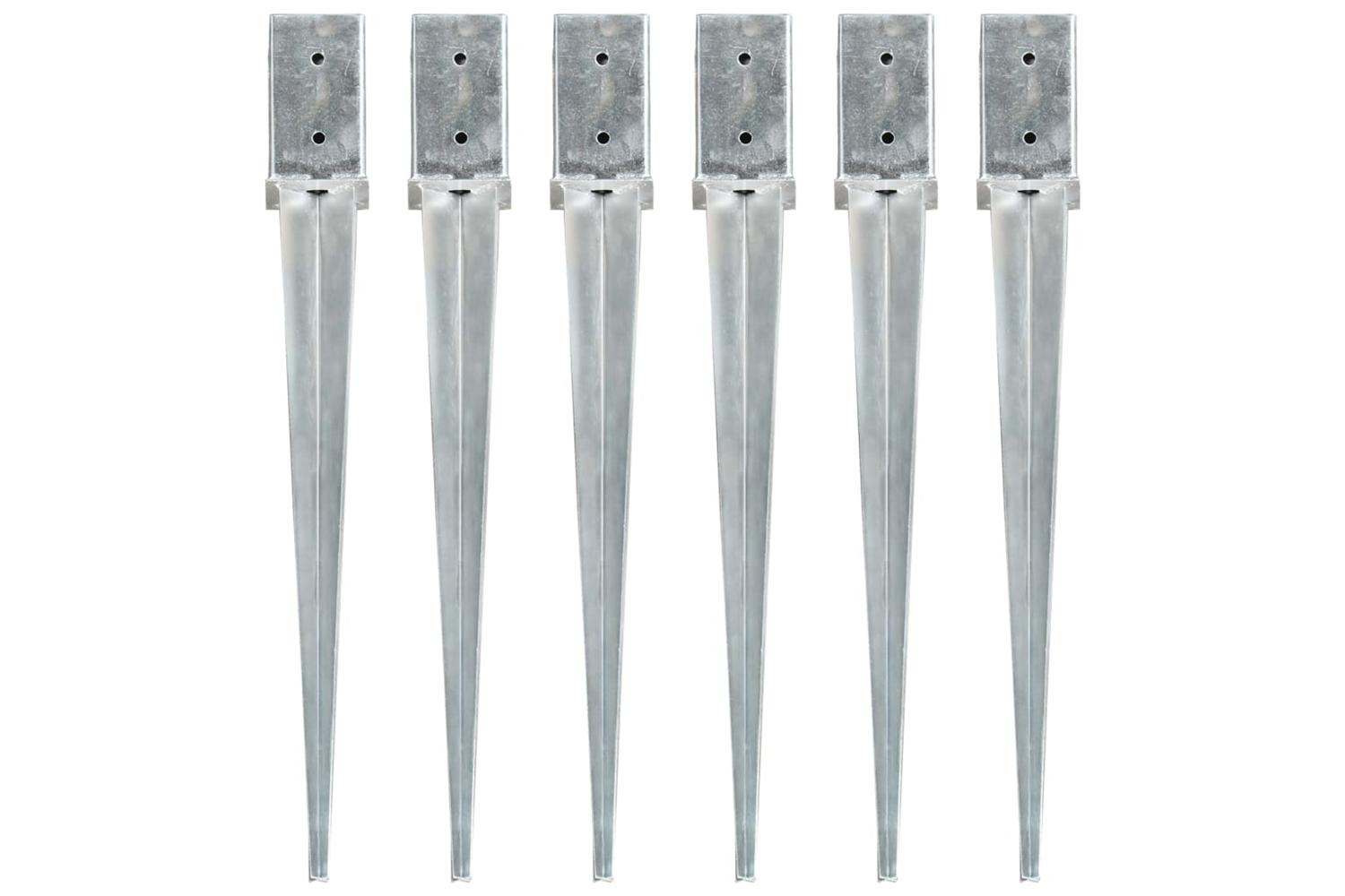vidaXL 145408 Ground Spikes 6 Pcs Silver 8x8x76cm Galvanised Steel