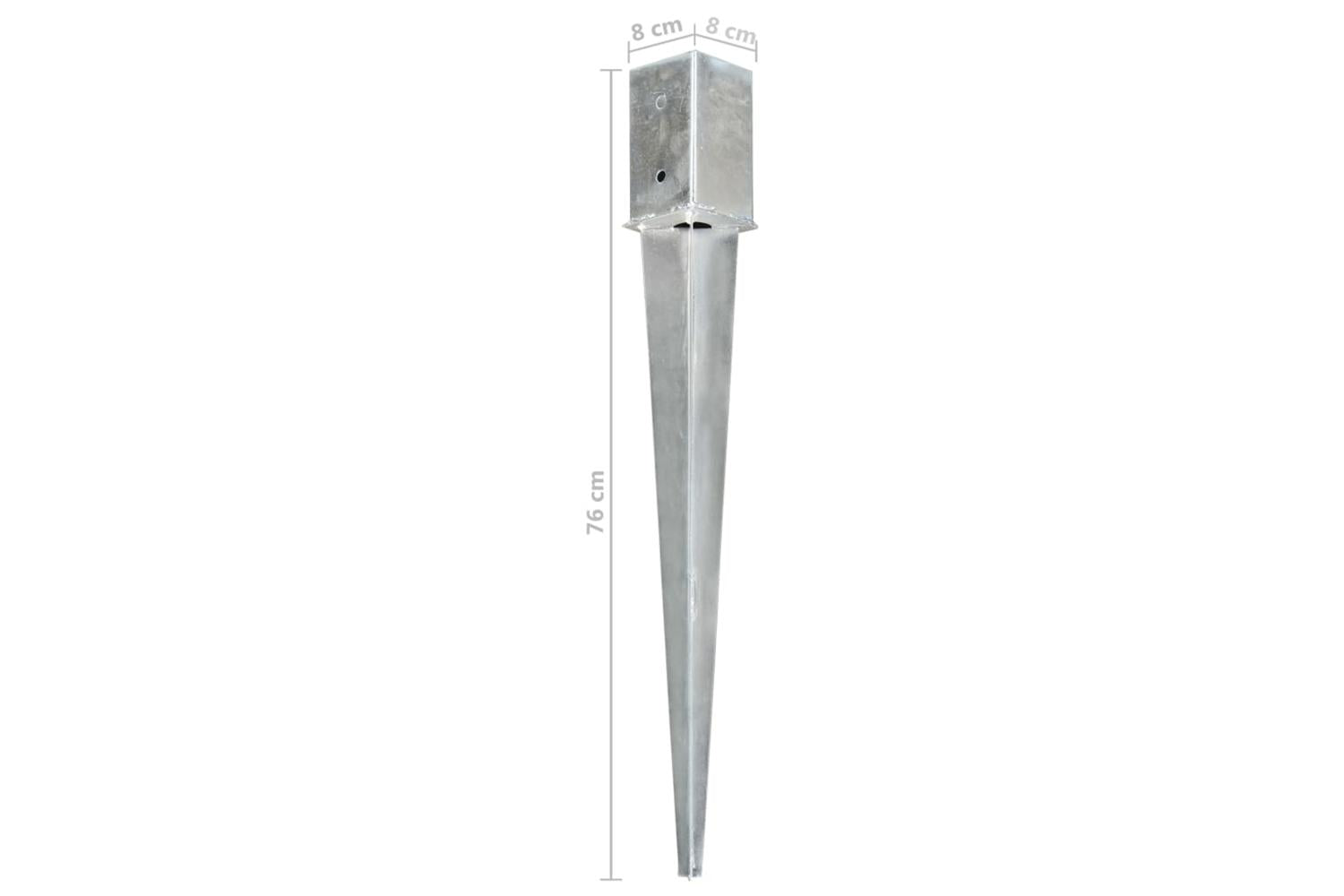 vidaXL 145408 Ground Spikes 6 Pcs Silver 8x8x76cm Galvanised Steel-6