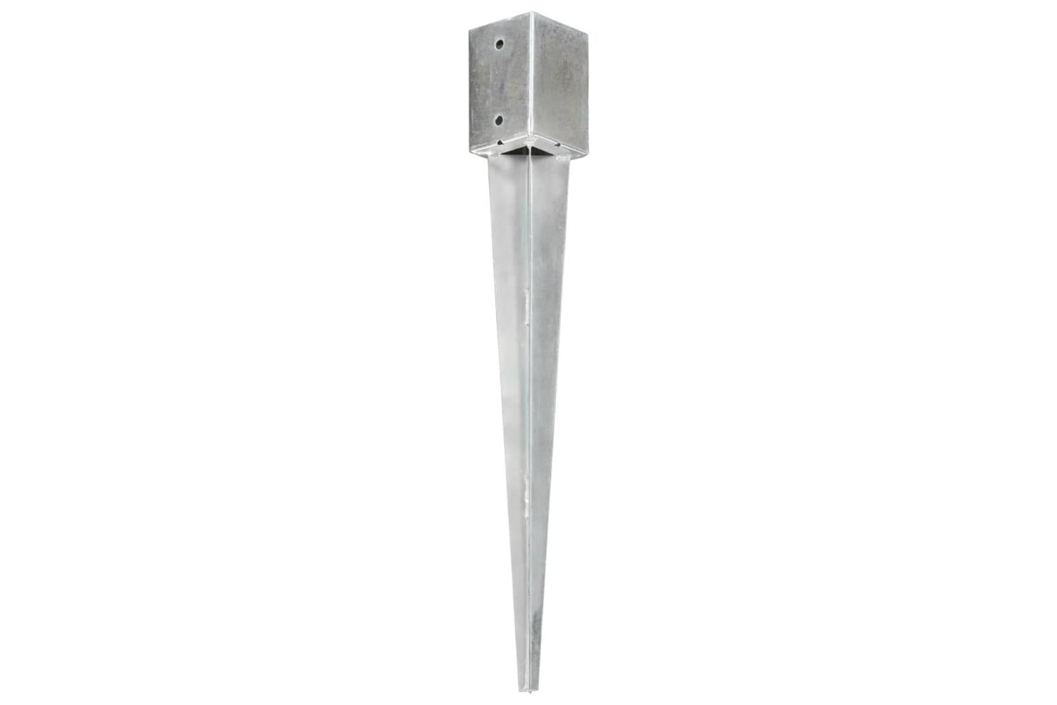 vidaXL 145414 Ground Spikes 6 Pcs Silver 9x9x75cm Galvanised Steel-2