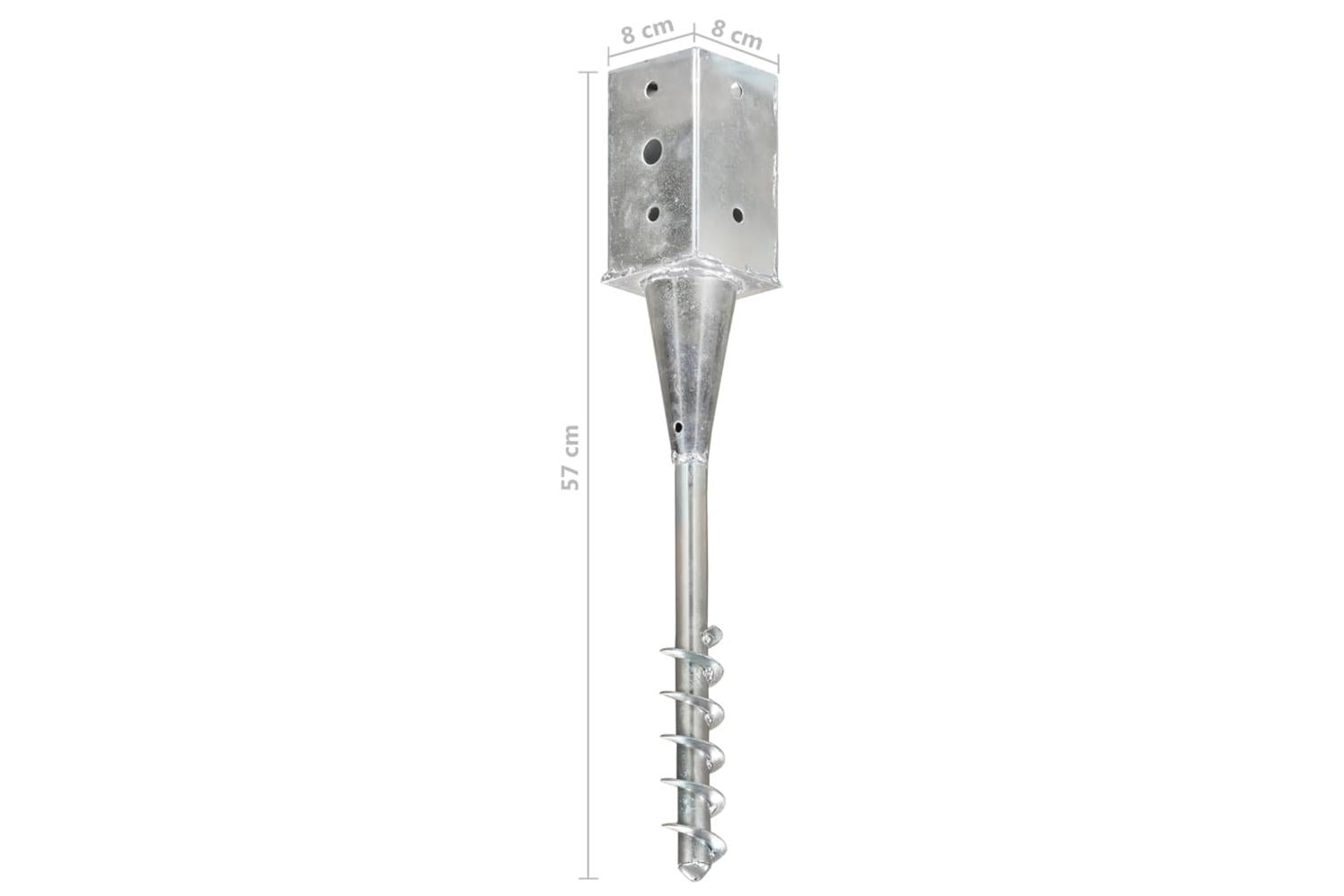 vidaXL 145438 Ground Spikes 6 Pcs Silver 8x8x57cm Galvanised Steel-6